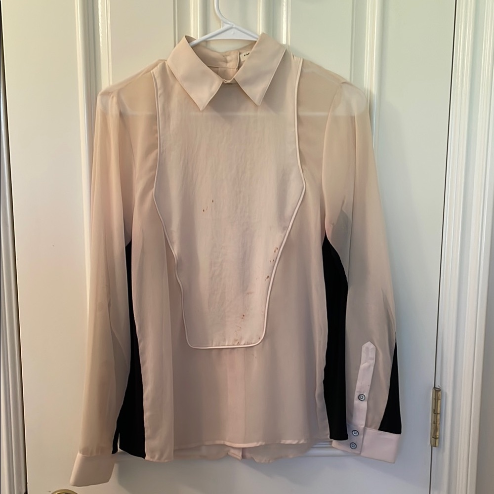 Elegant Sheer Blouse - Cream and Black